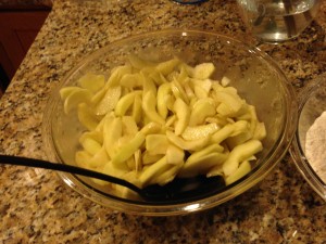 Sliced apple mixture--ready to fill pastry